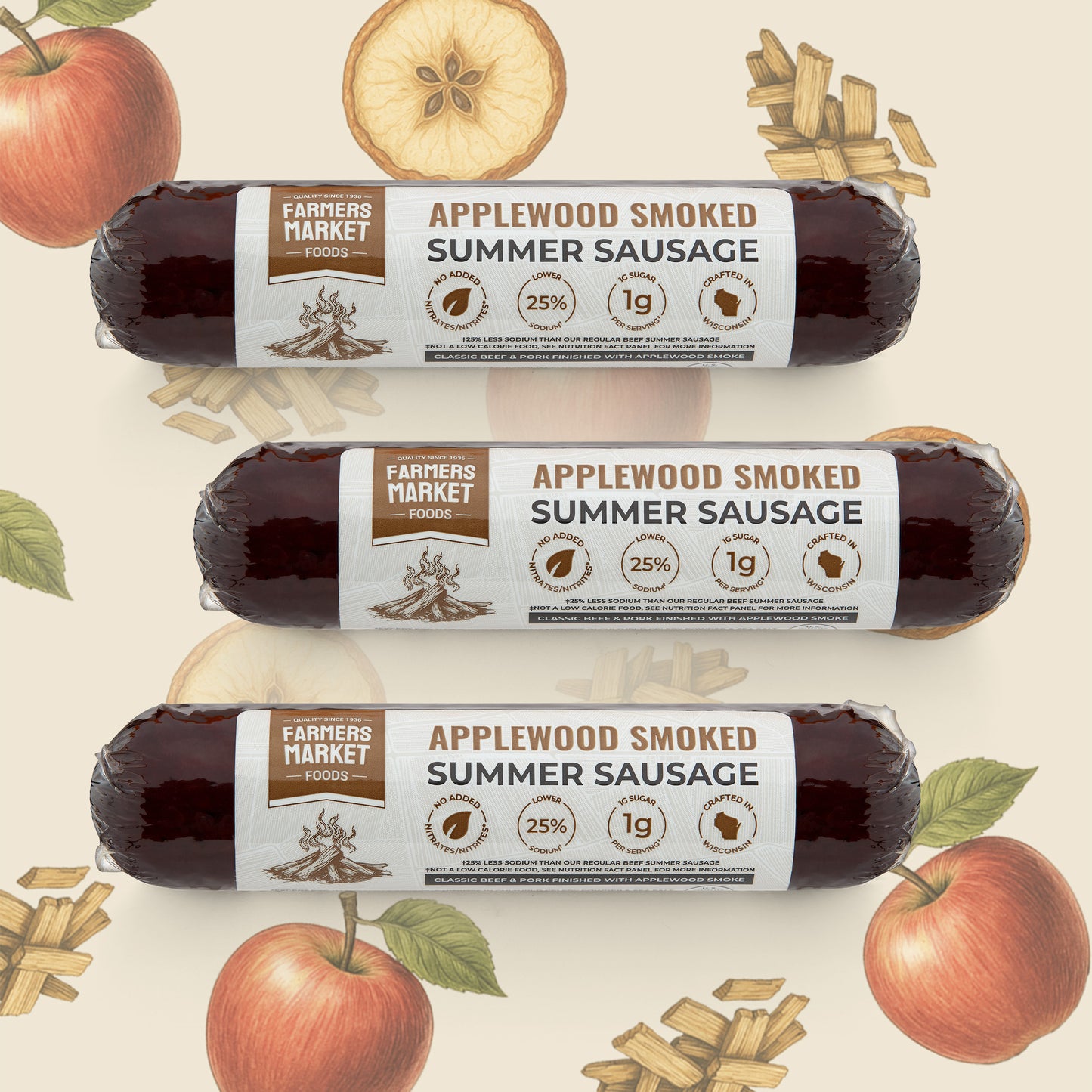 Applewood Smoked Summer Sausage 3-Pack