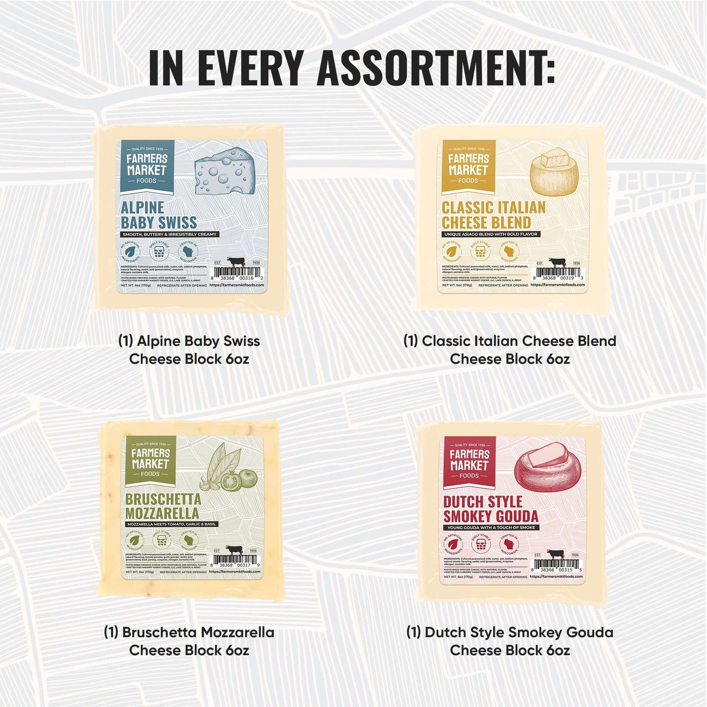 Cheese Block Assortment 6oz 4-Pack