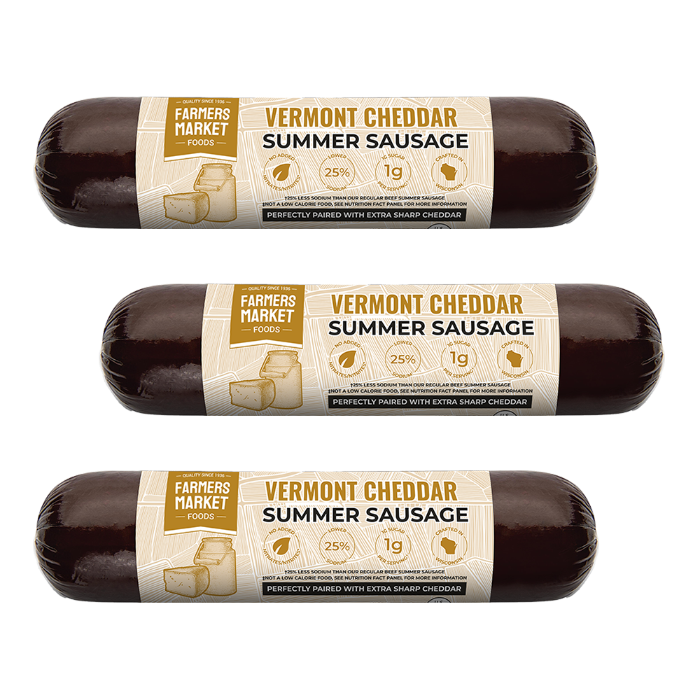 Vermont Cheddar Summer Sausage 3-Pack