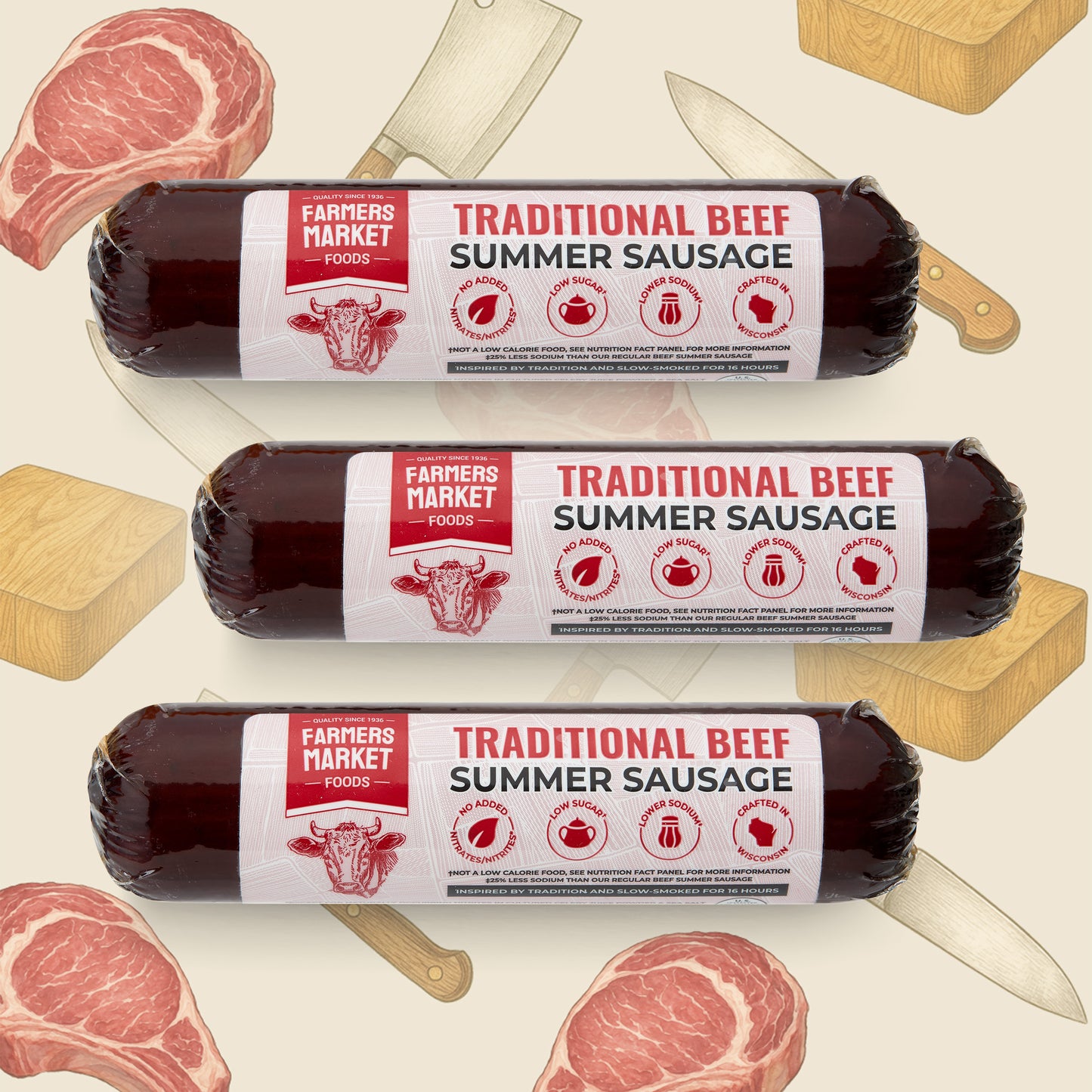Traditional Beef Summer Sausage 3-Pack